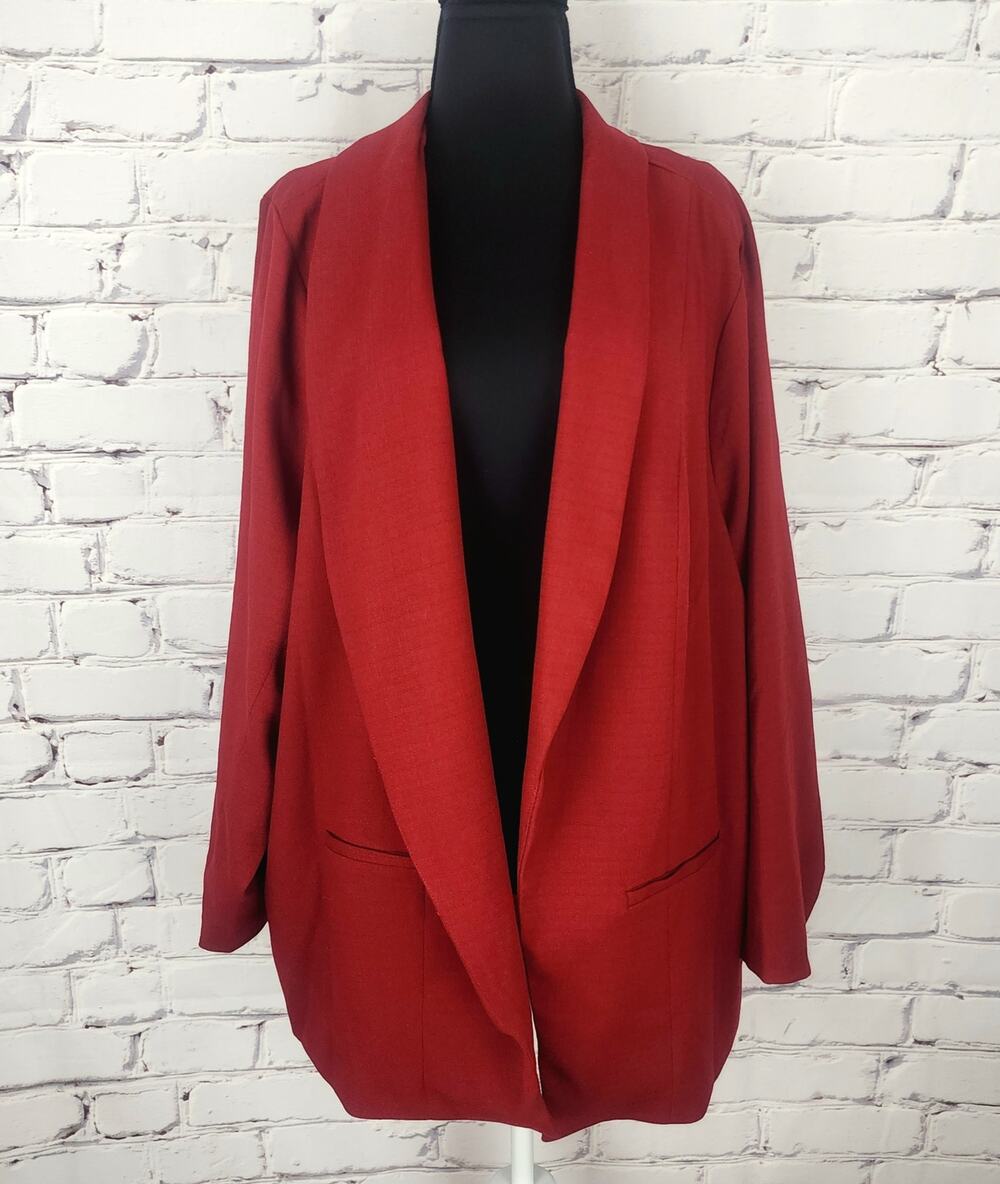 Torrid Blazer Open-front Drape Red Plus Size 5x Corpcore preppy office workwear